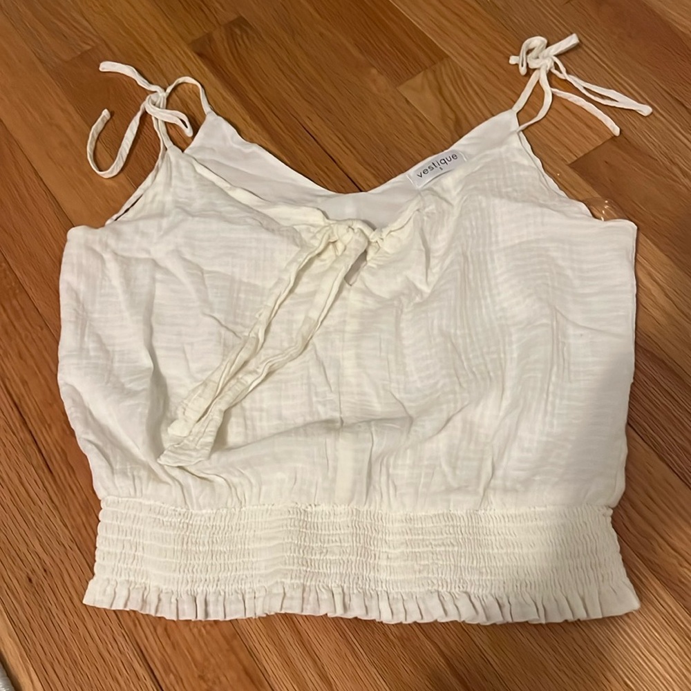 Vestique Elastic waisted Crop Tie Shoulder Top - Small